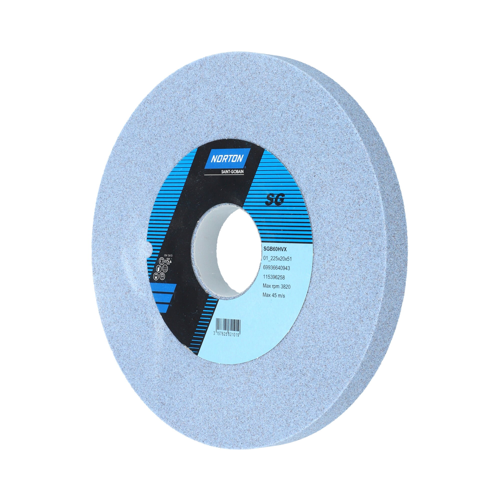 Norton Egyenes köszörűkorong Ø225x20x51 mm SGB 60 H VX, 2 db/csomag termék fő termékképe
