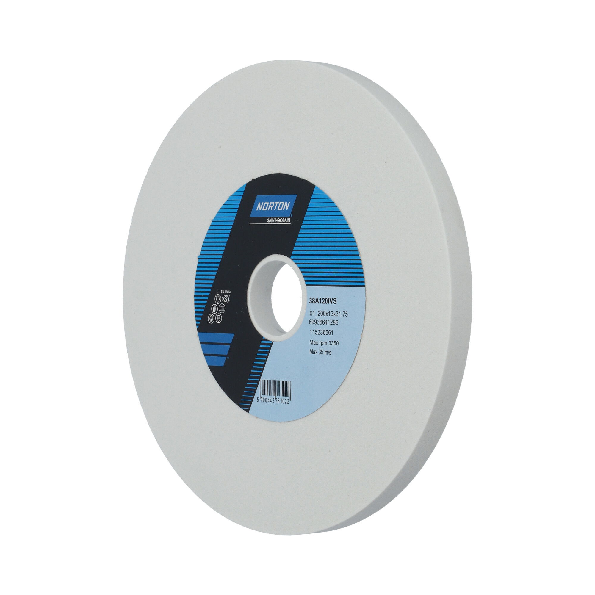 Norton Egyenes köszörűkorong Ø200x13x31,75 mm 38A 120 I VS, 4 db/csomag termék fő termékképe
