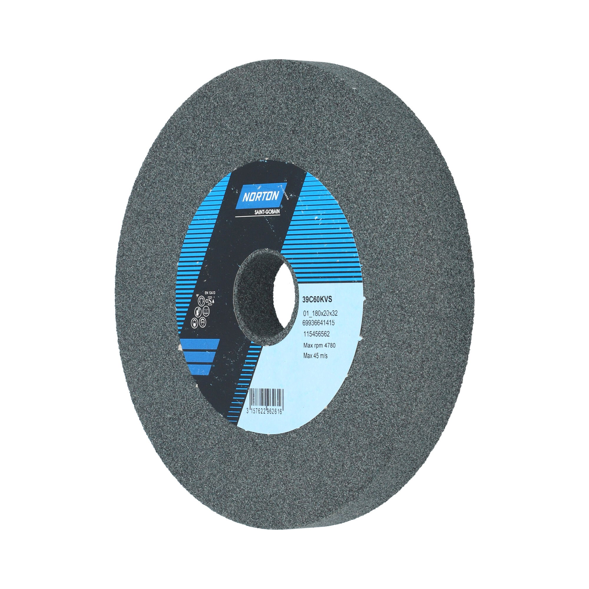 Norton Egyenes köszörűkorong Ø180x20x32 mm 39C 60 K VS, 6 db/csomag termék fő termékképe