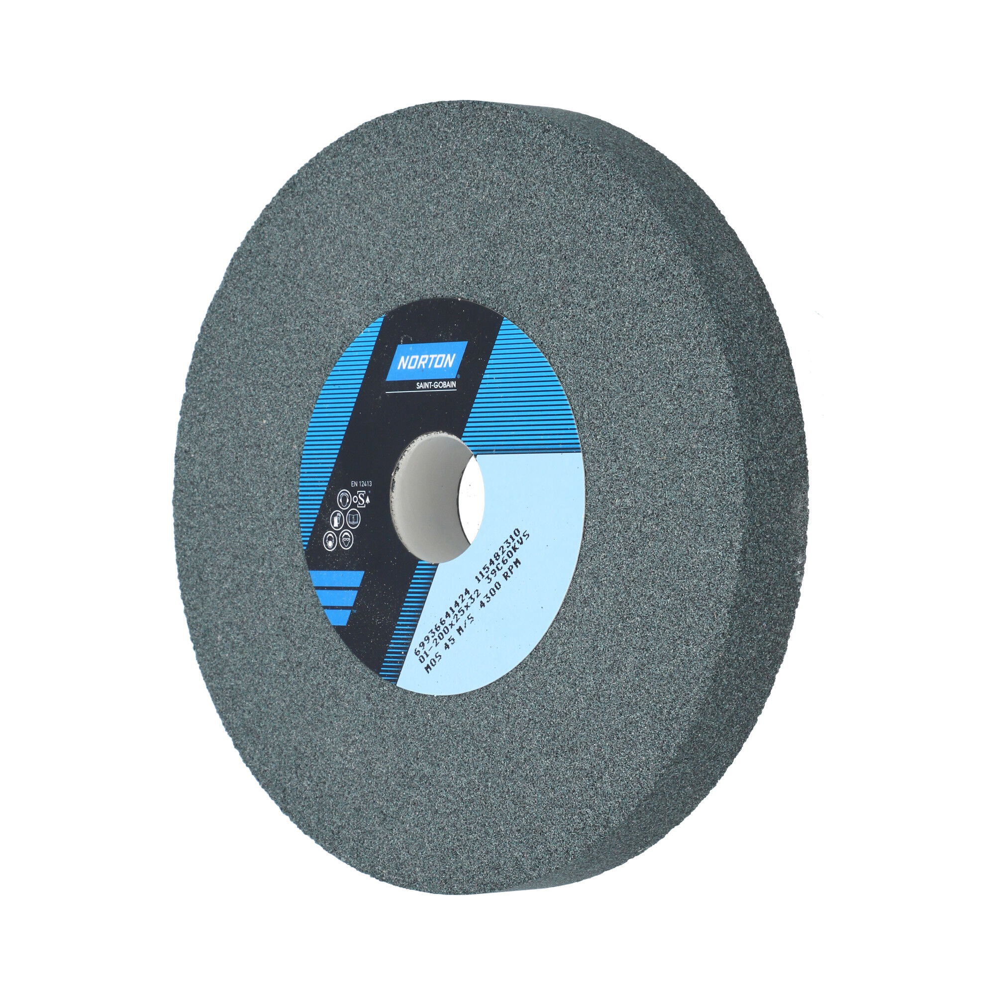 Norton Egyenes köszörűkorong Ø200x25x32 mm 39C 60 K VS, 6 db/csomag termék fő termékképe