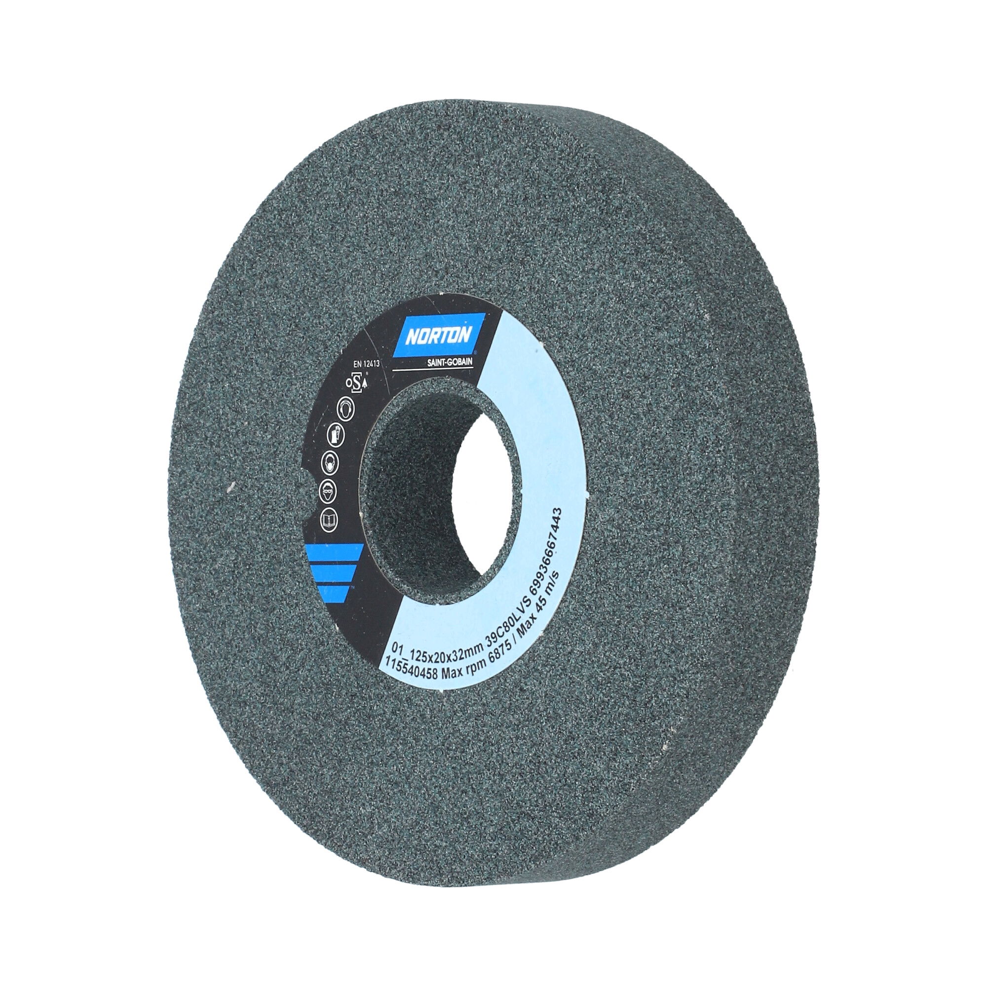 Norton Egyenes köszörűkorong Ø125x20x32 mm 39C 80 L VS, 2 db/csomag termék fő termékképe