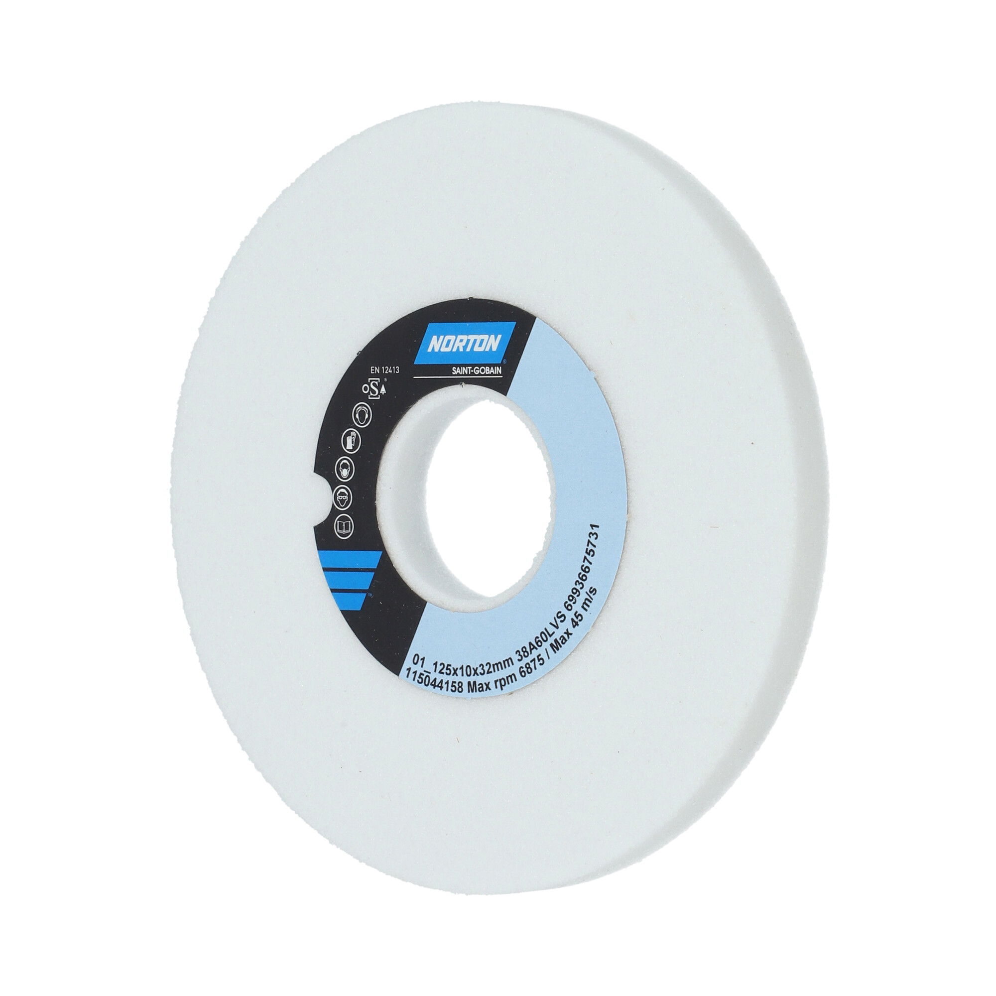 Norton Egyenes köszörűkorong Ø125x10x32 mm 38A 60 L V, 20 db/csomag termék fő termékképe