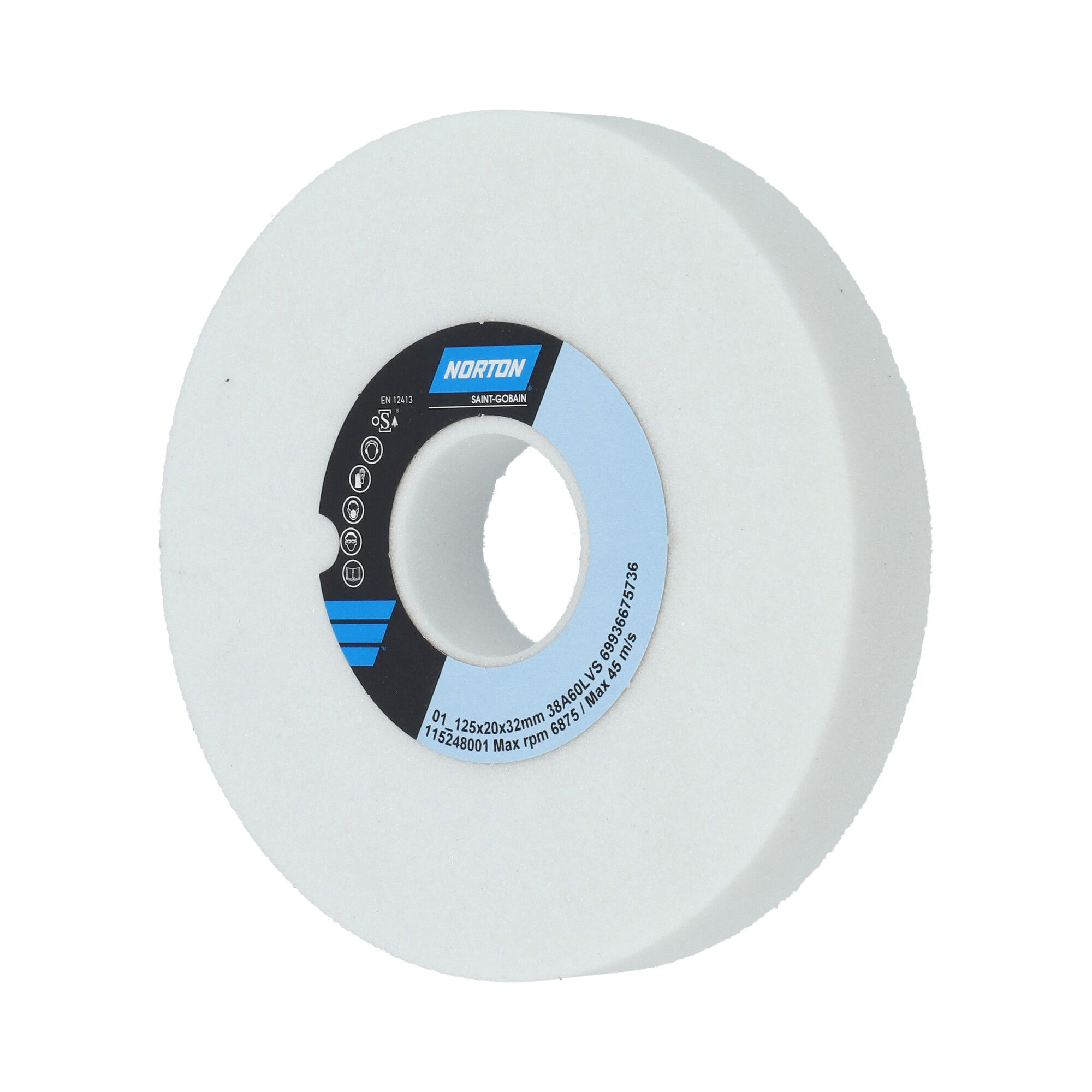 Norton Egyenes köszörűkorong Ø125x20x32 mm 38A 60 L VS termék fő termékképe
