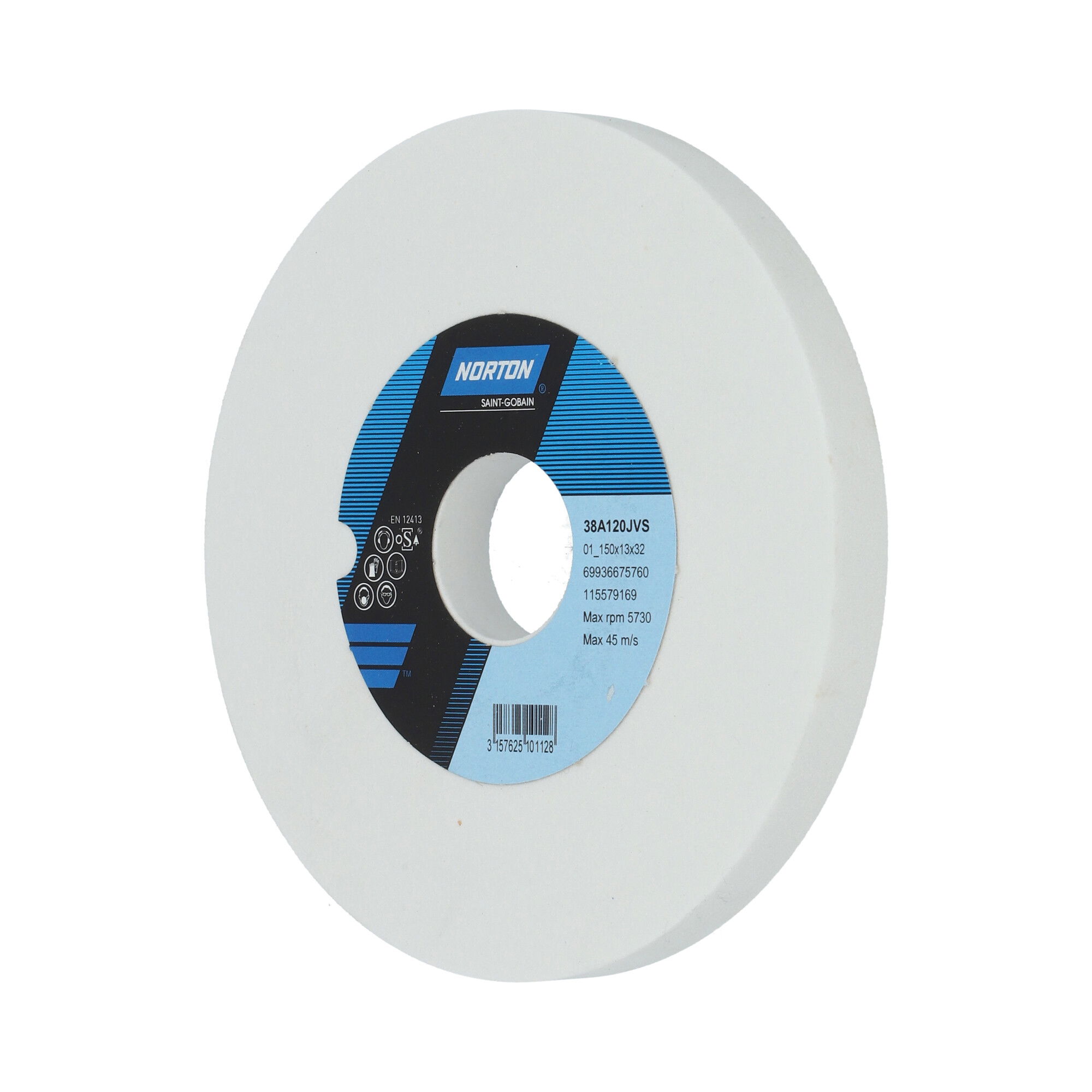 Norton Egyenes köszörűkorong Ø150x13x32 mm 38A 120 J VS termék fő termékképe