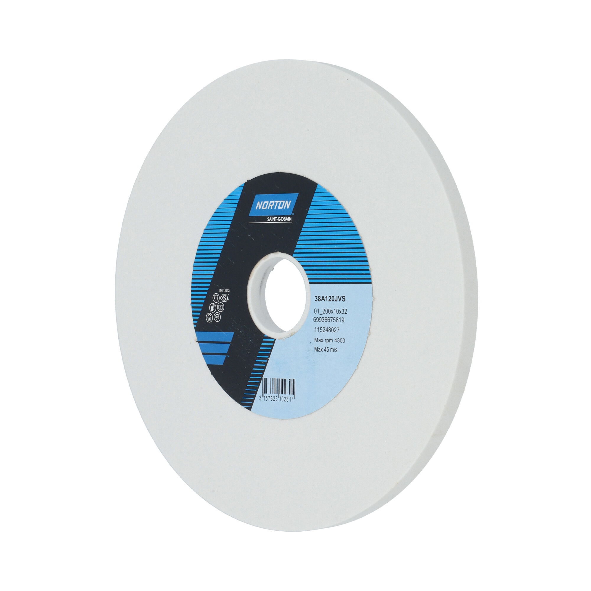 Norton Egyenes köszörűkorong Ø200x10x32 mm 38A 120 J VS, 2 db/csomag termék fő termékképe