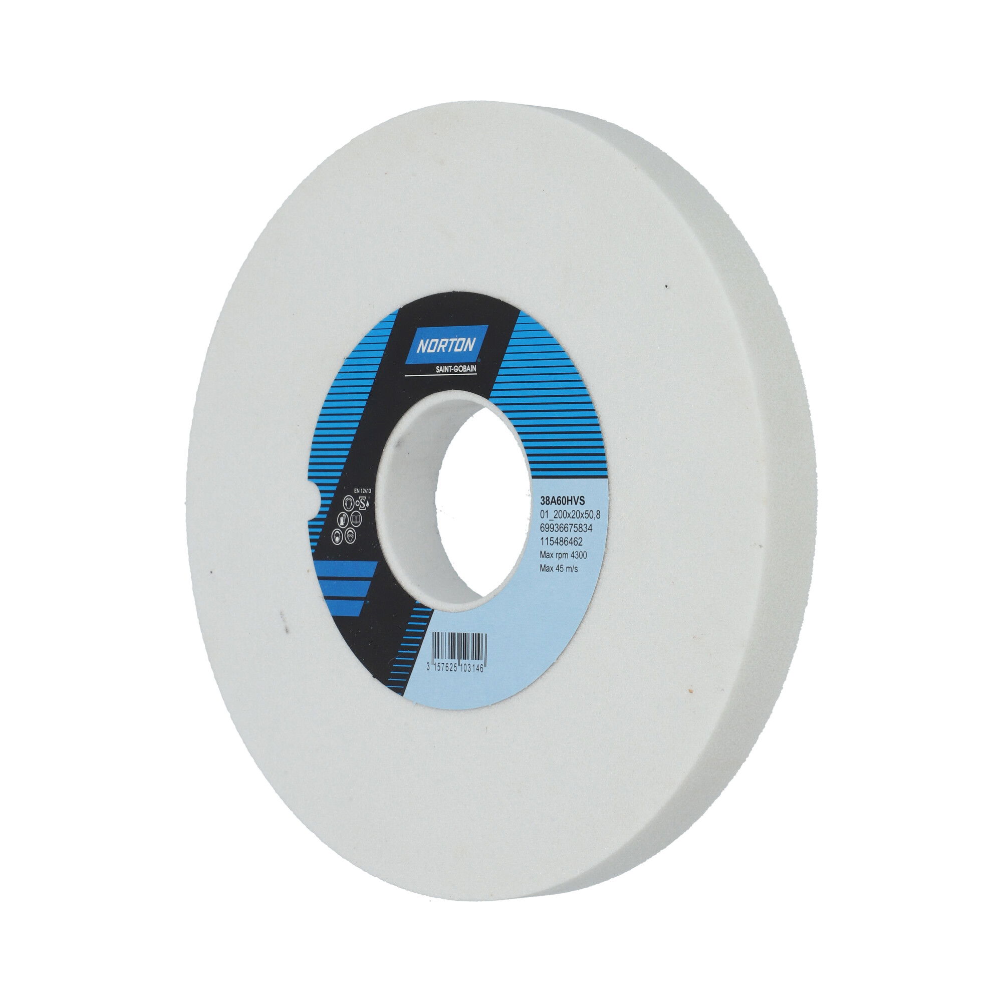 Norton Egyenes köszörűkorong Ø200x20x50,8 mm 38A 60 H VS termék fő termékképe
