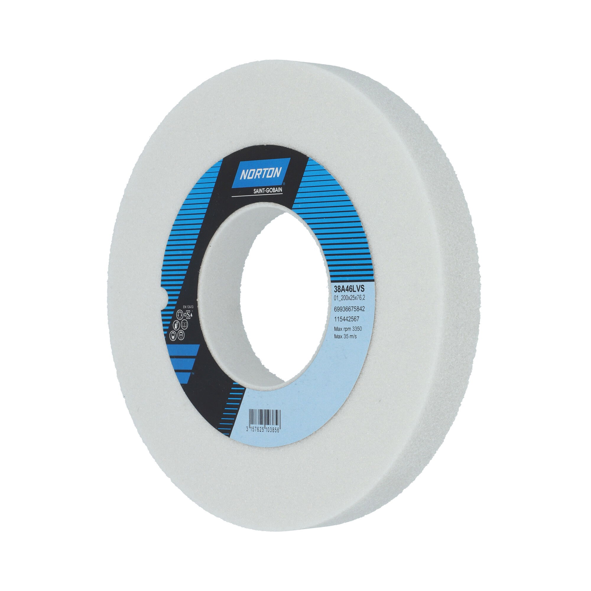 Norton Egyenes köszörűkorong Ø200x25x76,2 mm 38A 46 L VS termék fő termékképe