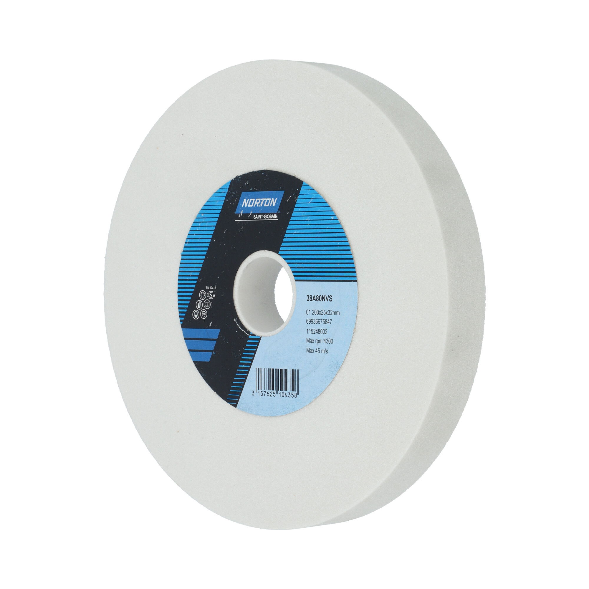Norton Egyenes köszörűkorong Ø200x25x32 mm 38A 80 N VS, 6 db/csomag termék fő termékképe