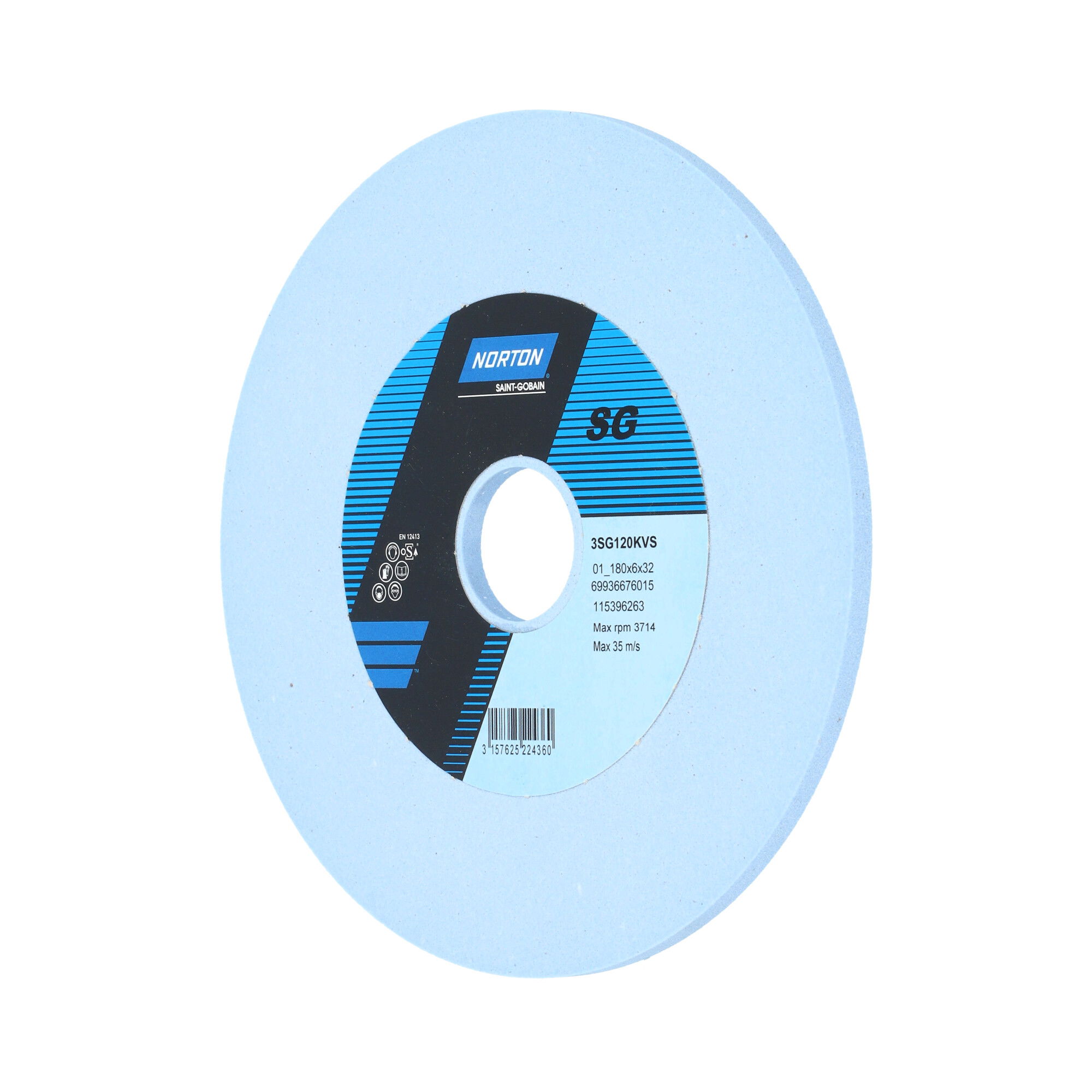 Norton Egyenes köszörűkorong Ø180x6x32 mm 3SG 120 K VS termék fő termékképe