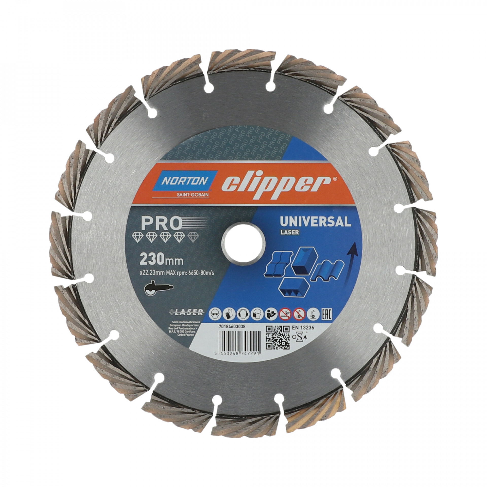 Norton Clipper Pro Universal Laser gyémánt vágókorong Ø230x22,23 mm termék fő termékképe