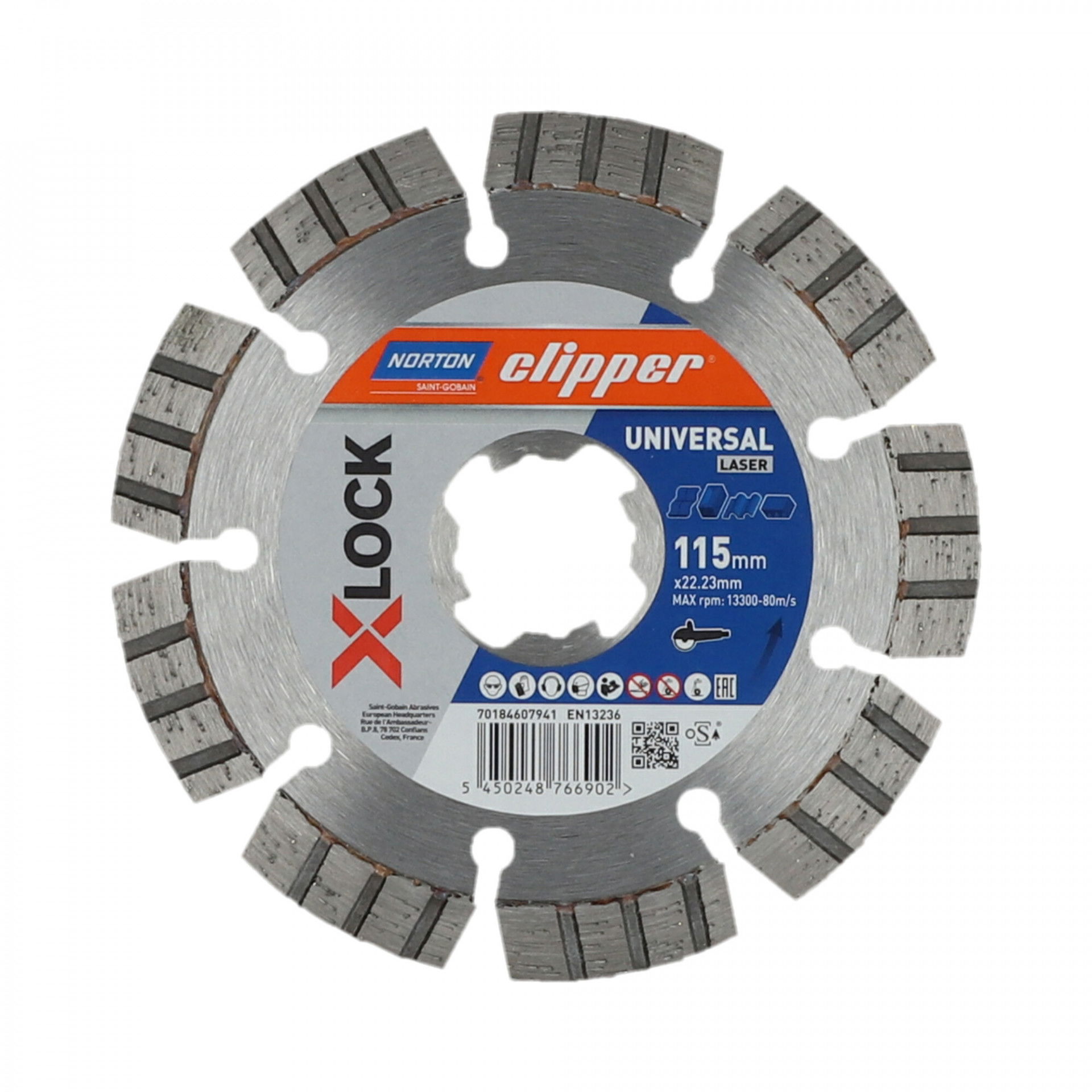 Norton Clipper X-Lock Universal Laser gyémánt vágókorong Ø115x22,23 mm termék fő termékképe