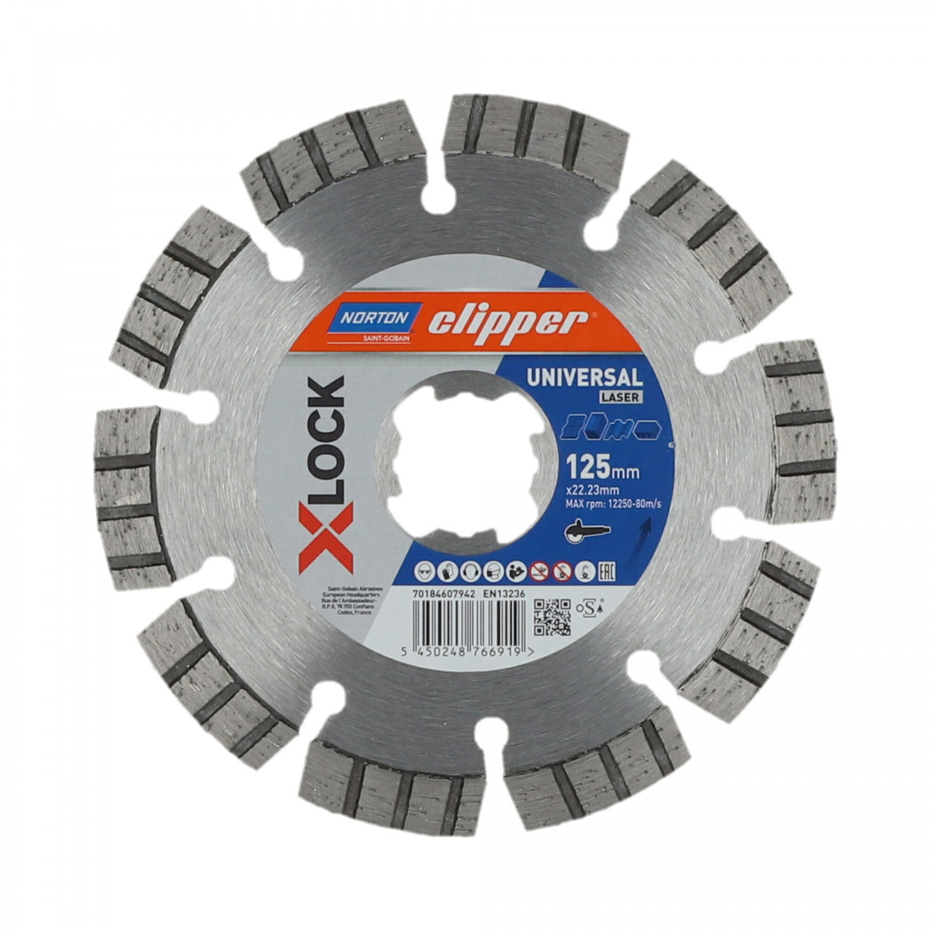 Norton Clipper X-Lock Universal Laser gyémánt vágókorong Ø125x22,23 mm termék fő termékképe