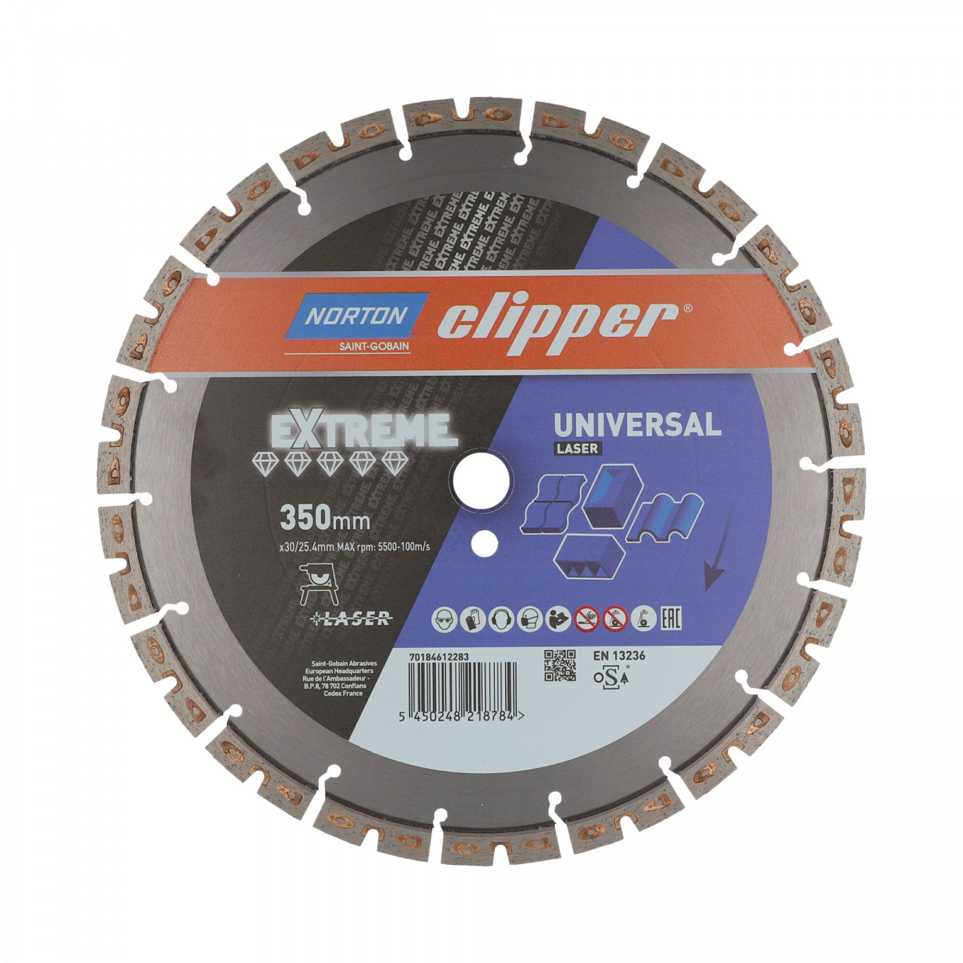 Norton Clipper Extreme Universal Laser gyémánt vágókorong Ø350x30/25,4 mm termék fő termékképe