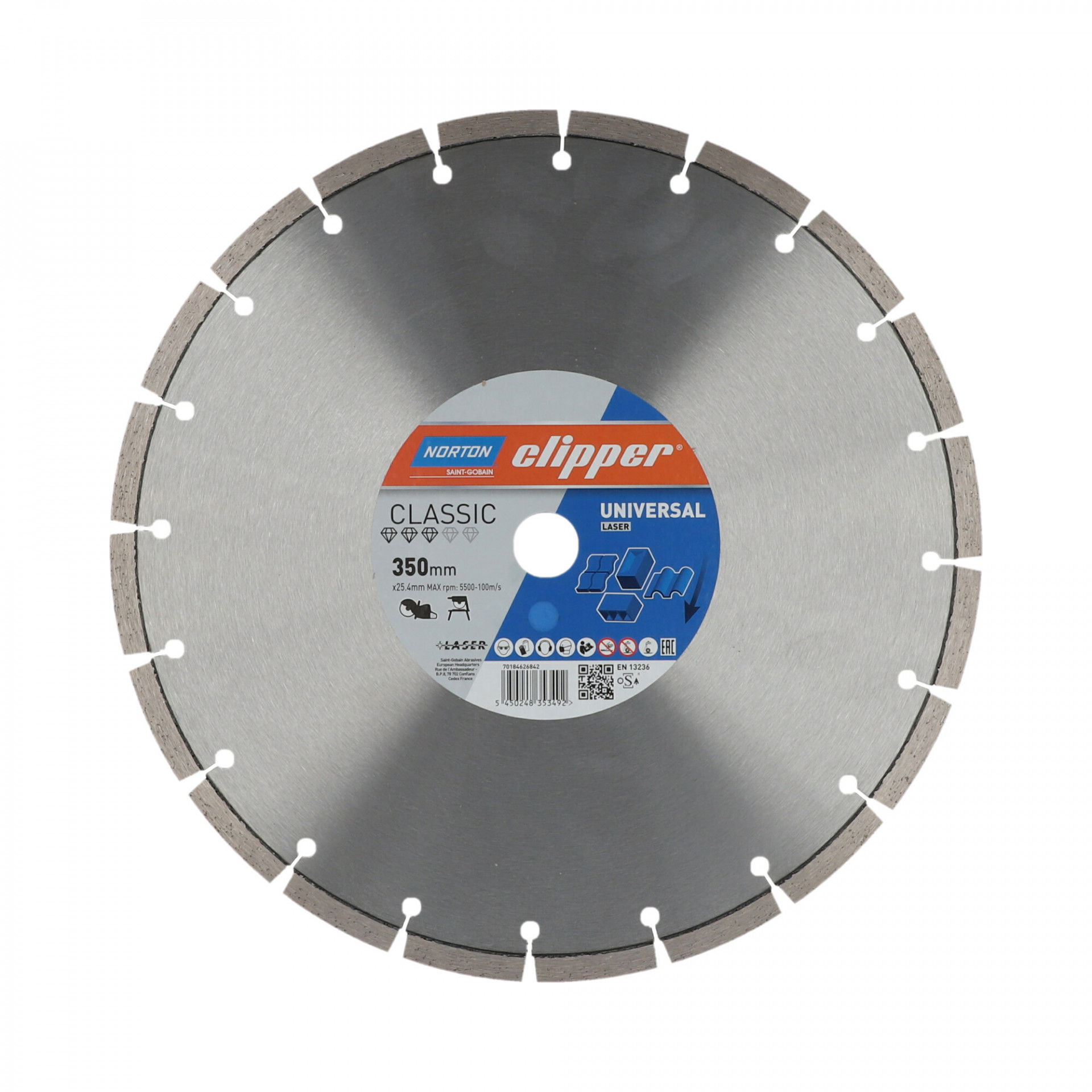 Norton Clipper Classic Universal Laser gyémánt vágókorong Ø350x25,4 mm termék fő termékképe