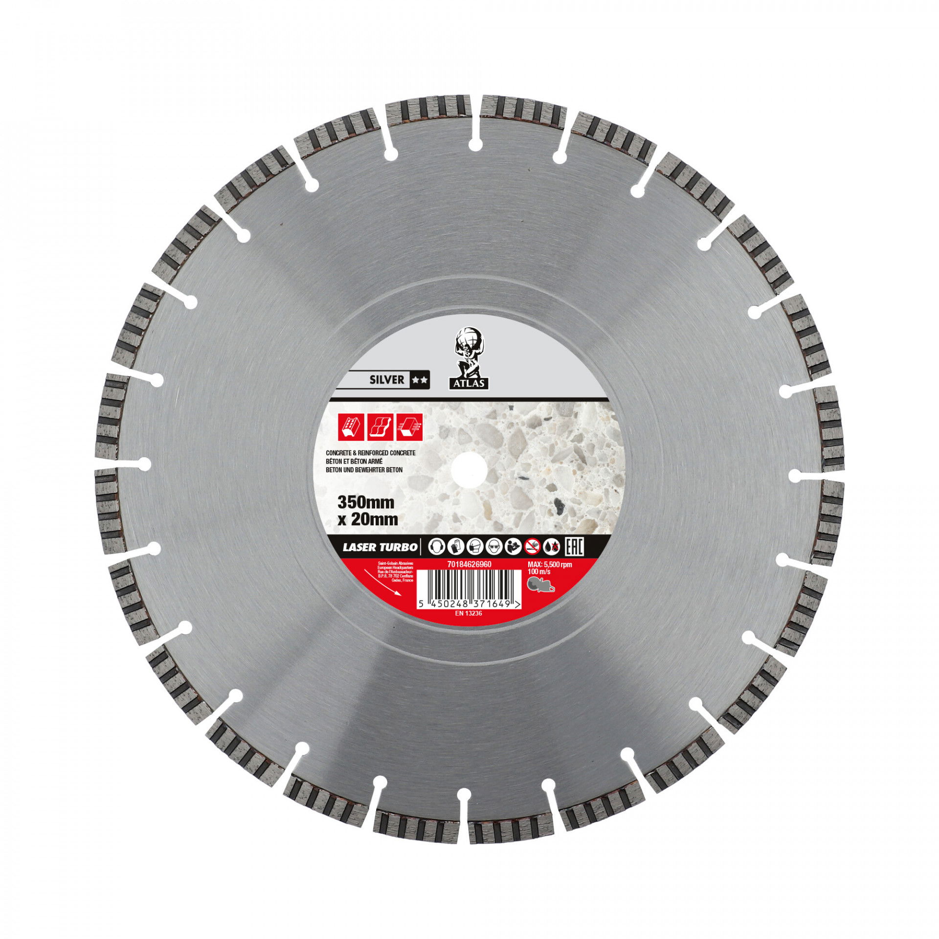 Atlas Turbo Laser gyémánt vágókorong Ø350x20 mm termék fő termékképe