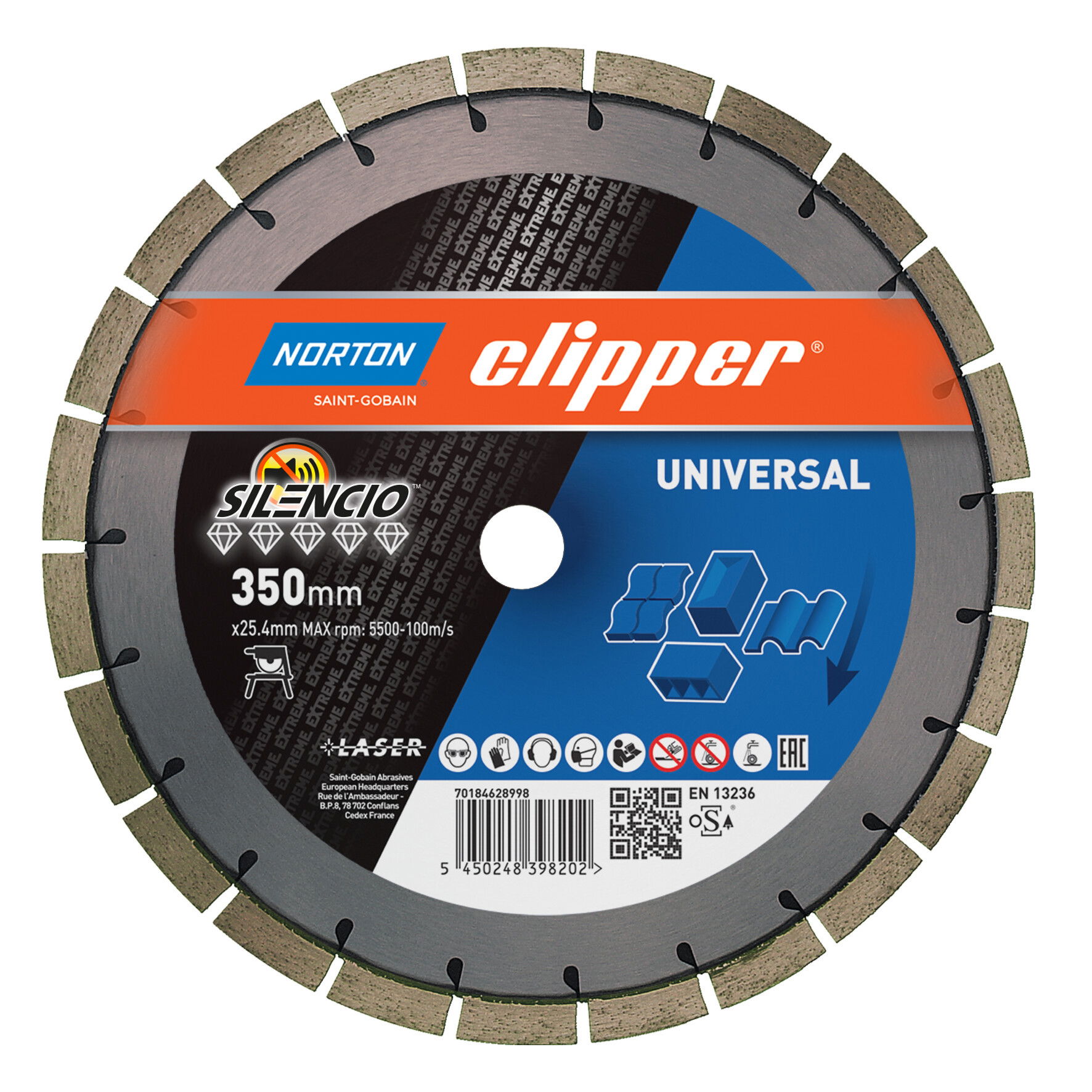 Norton Clipper Extreme Universal Silencio gyémánt vágókorong Ø350x25,4 mm termék fő termékképe