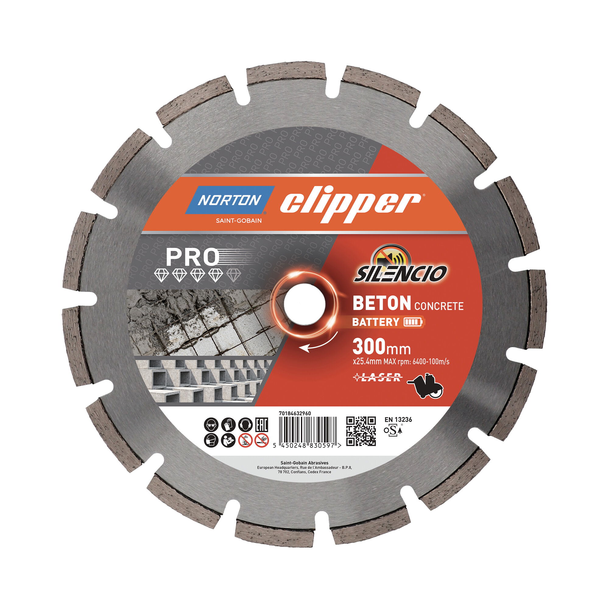 Norton Clipper Pro Beton Battery Silencio gyémánt vágókorong Ø300x25,4 mm termék fő termékképe