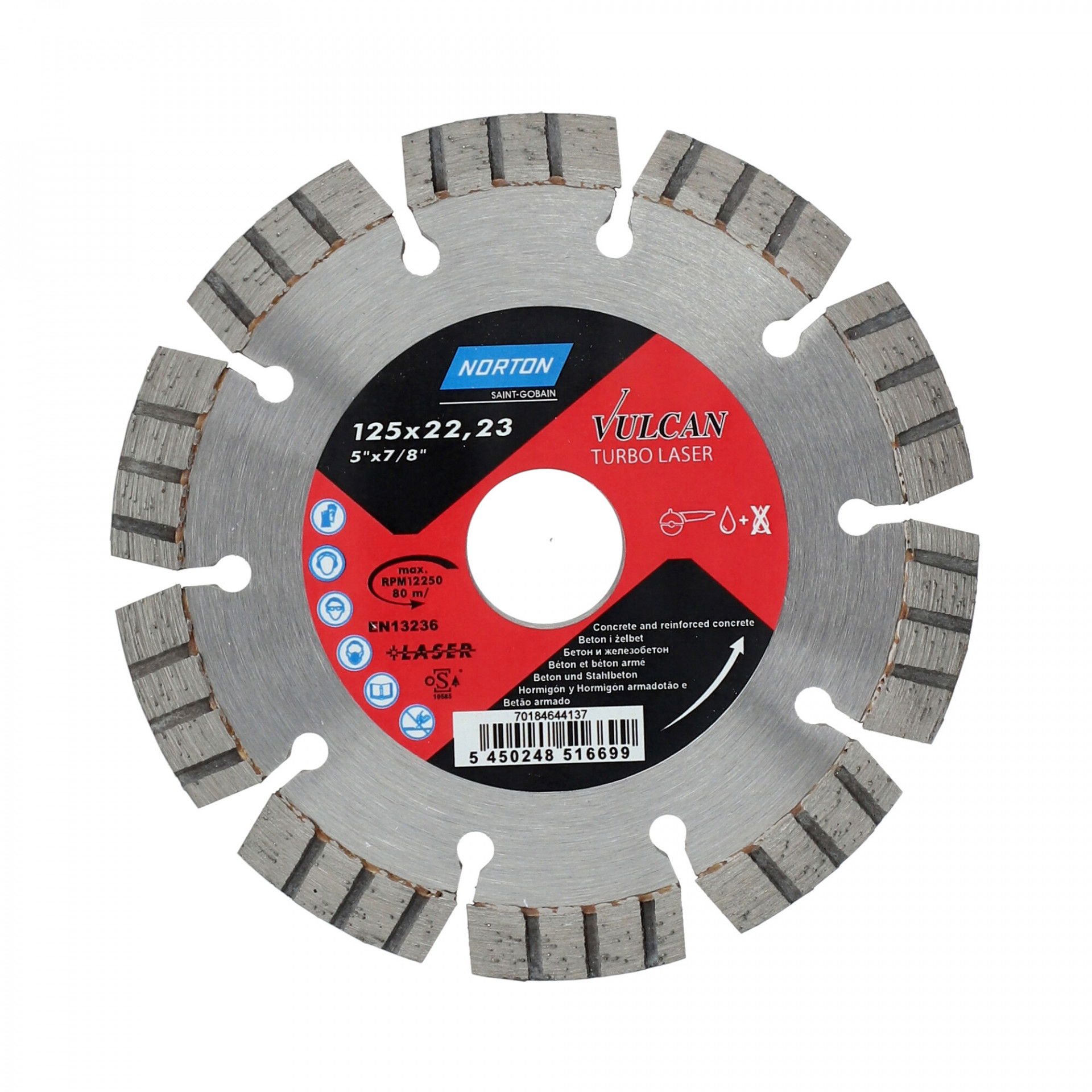 Norton Vulcan Turbo Laser gyémánt vágókorong Ø125x22,23 mm termék fő termékképe