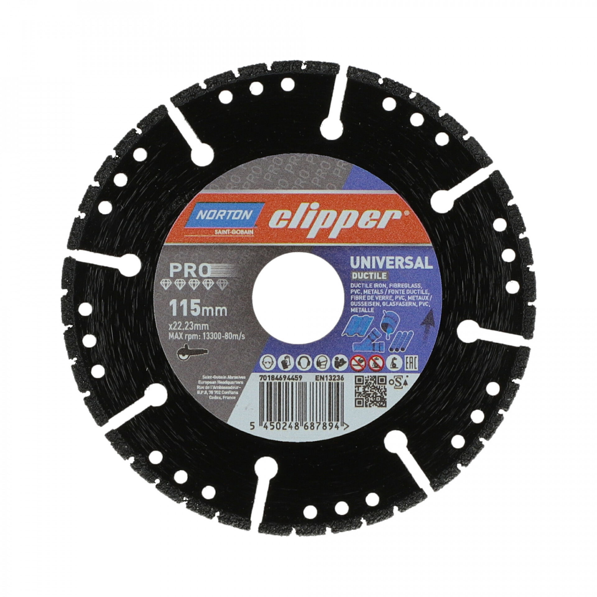 Norton Clipper Pro Universal Ductile gyémánt vágókorong Ø115x22,23 mm termék fő termékképe