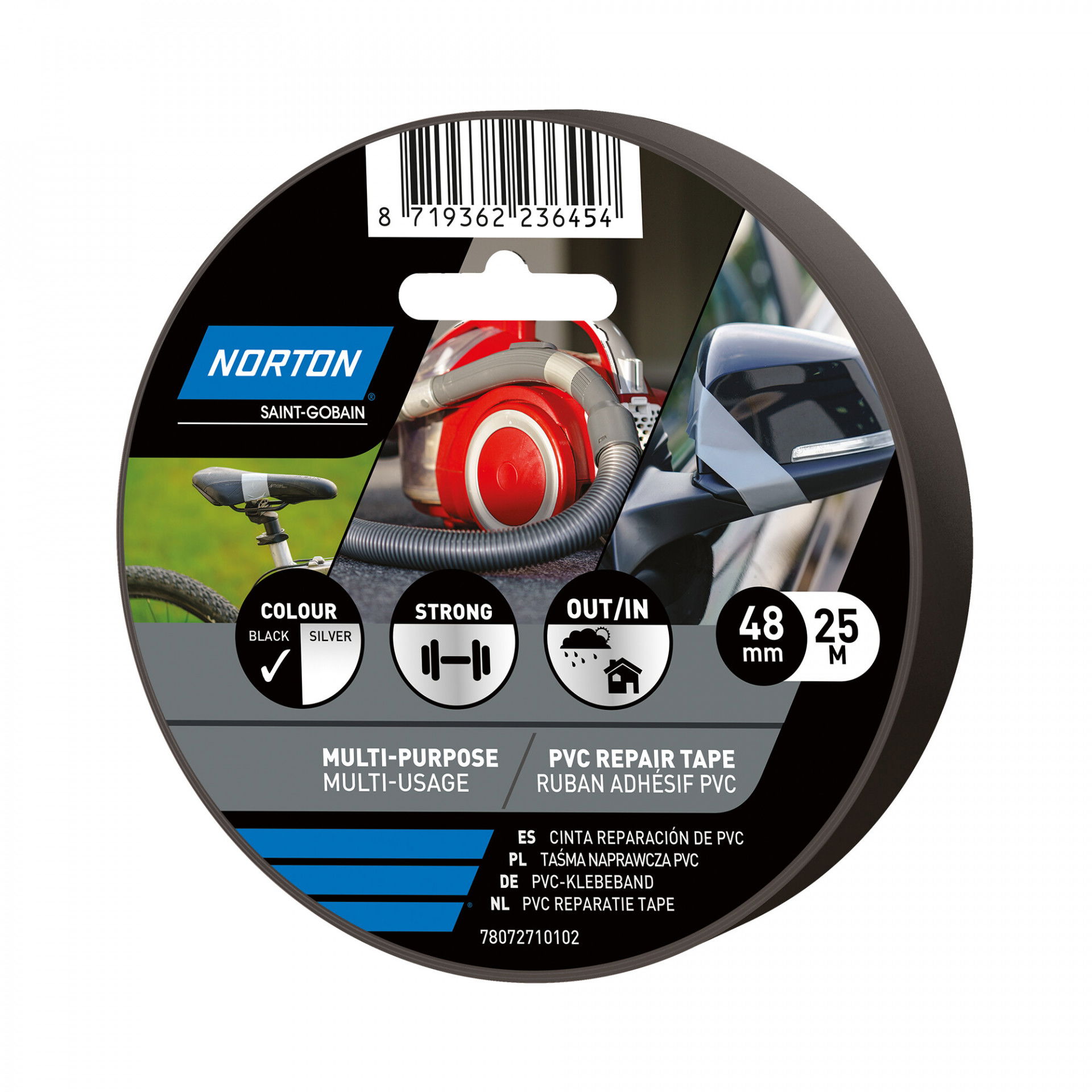 Norton PVC Repair fekete javító szalag 48mmx25m, 36 db/csomag termék fő termékképe