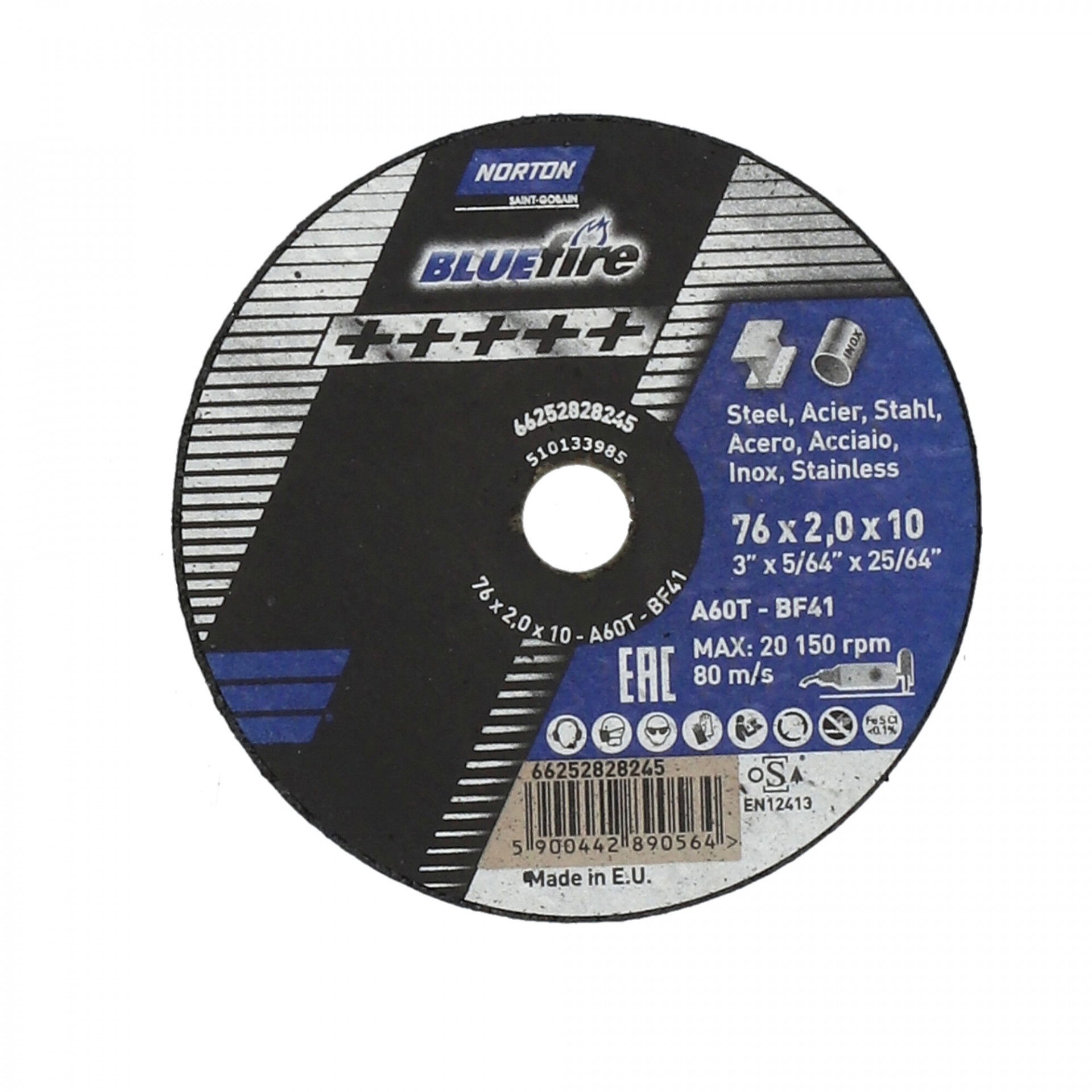 Norton Blue Fire vágókorong Ø76x2,0x10 mm, 50 darab/csomag termék fő termékképe