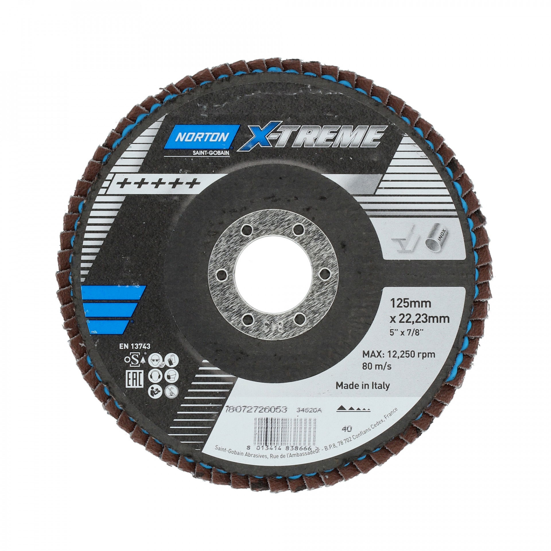 Norton X Treme R860 lamellás csiszolókorong Ø125x22 mm P40 sík, 10 db/csomag termék fő termékképe