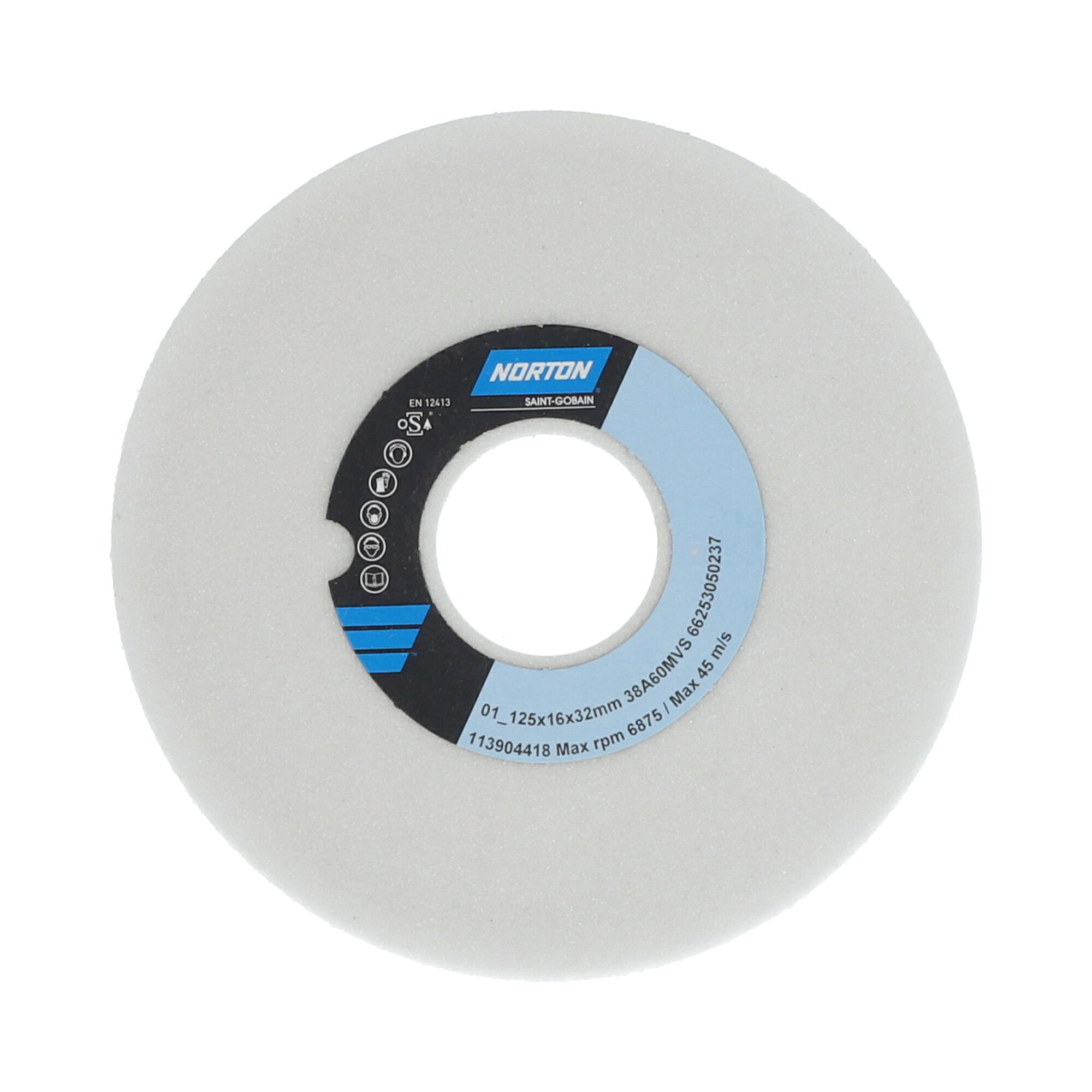 Norton Egyenes köszörűkorong Ø125x16x32 mm 38A 60 M VS termék fő termékképe