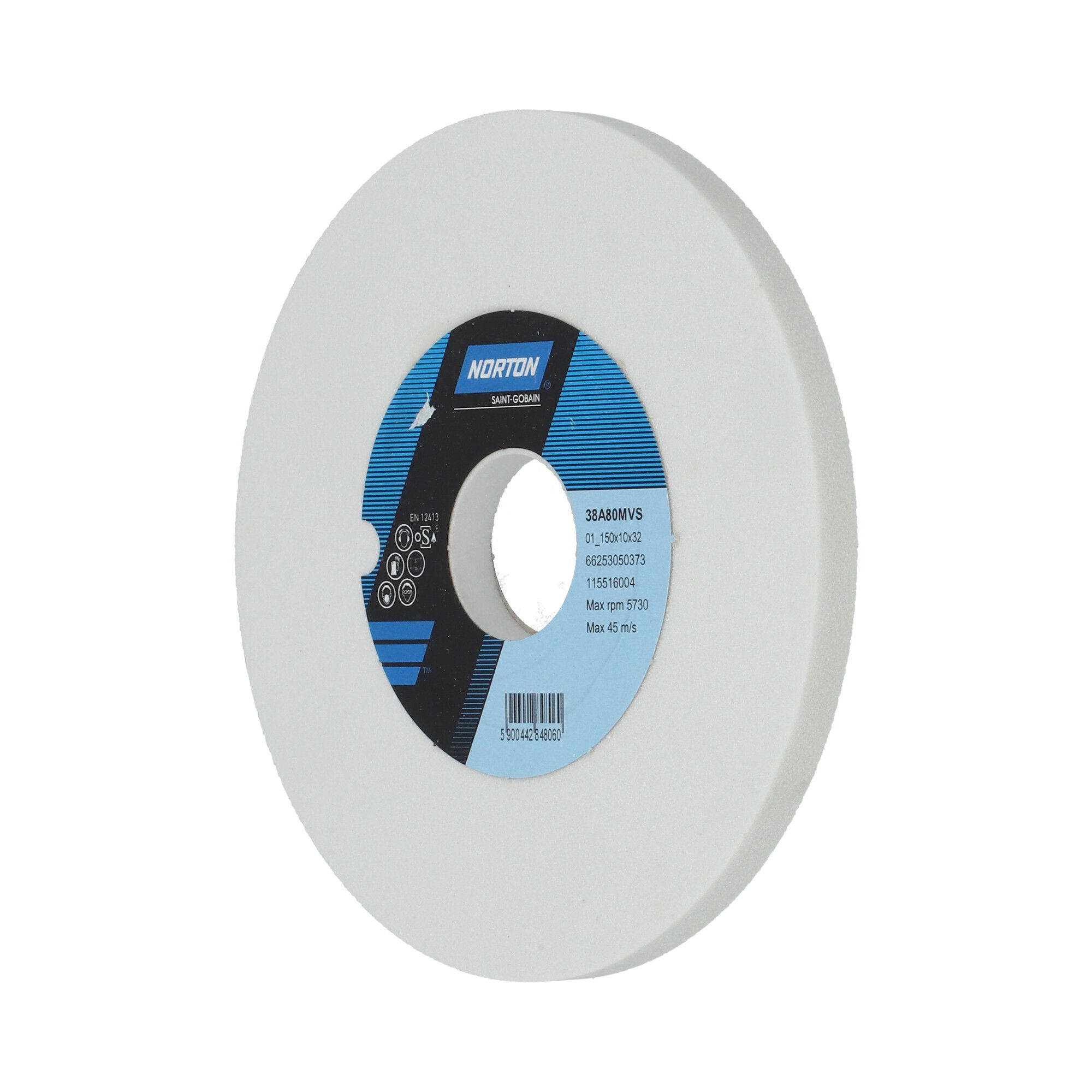 Norton Egyenes köszörűkorong Ø150x10x32 mm 38A 80 M VS termék fő termékképe