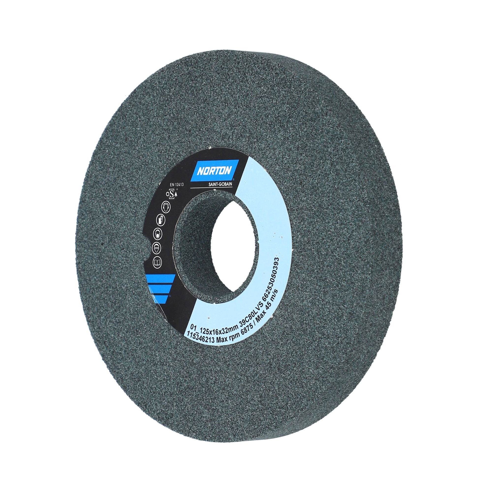 Norton Egyenes köszörűkorong Ø125x16x32 mm 39C 80 L VS, 2 db/ csomag termék fő termékképe