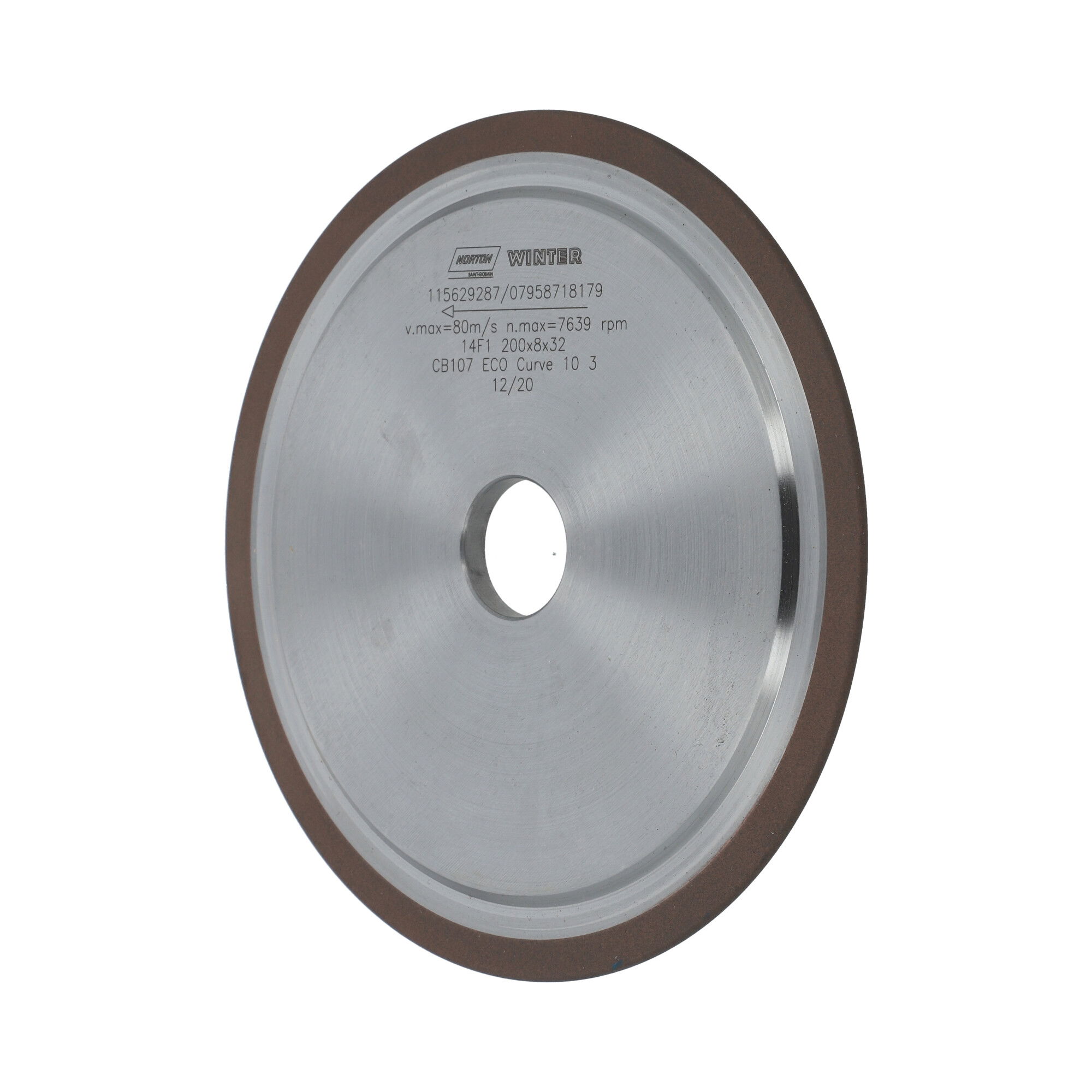 Norton CBN köszörűkorong Ø200x3x10 mm CBN107 ECO Curve termék fő termékképe
