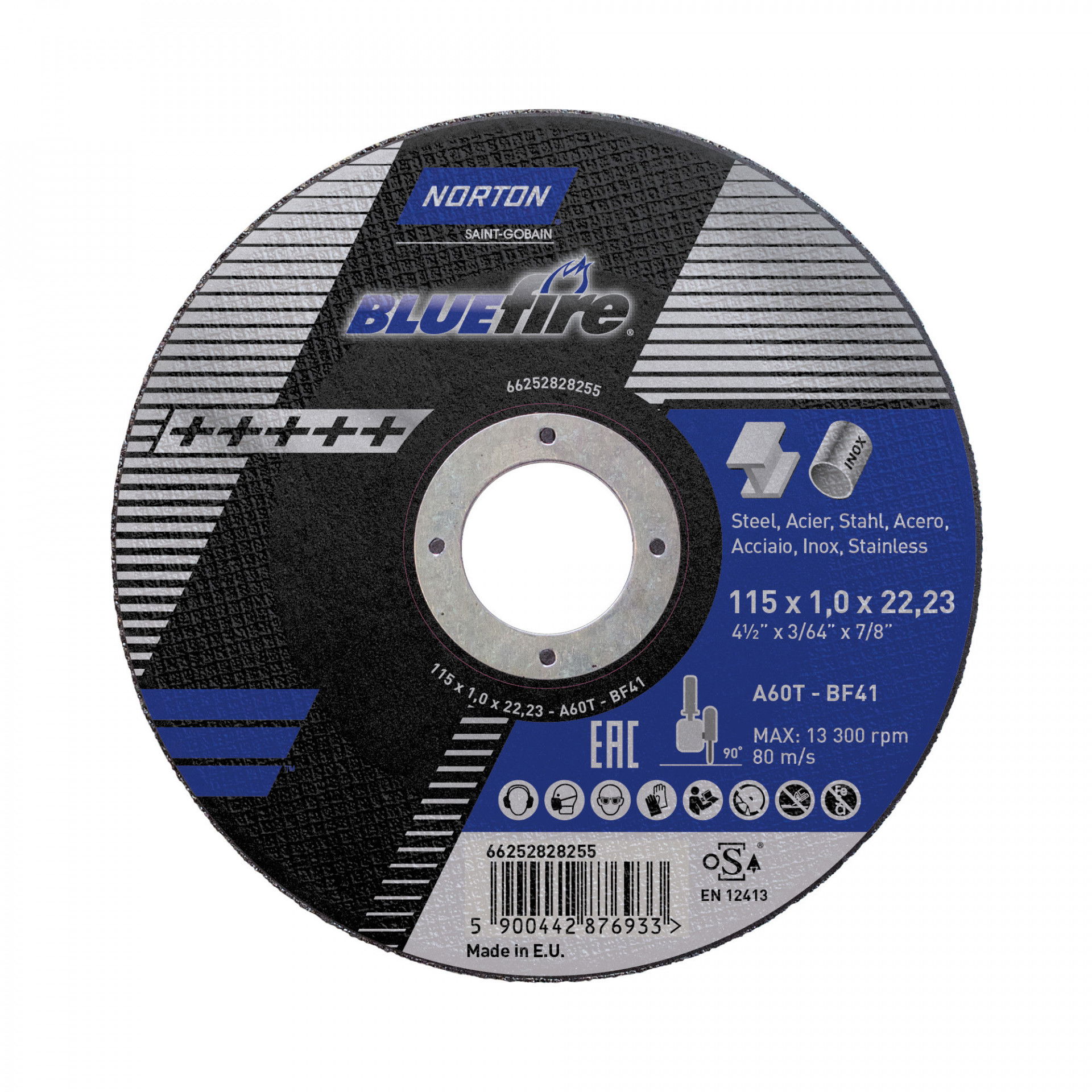 Norton Blue Fire vágókorong Ø115x1,0x22,23 mm, 25 darab/csomag termék fő termékképe