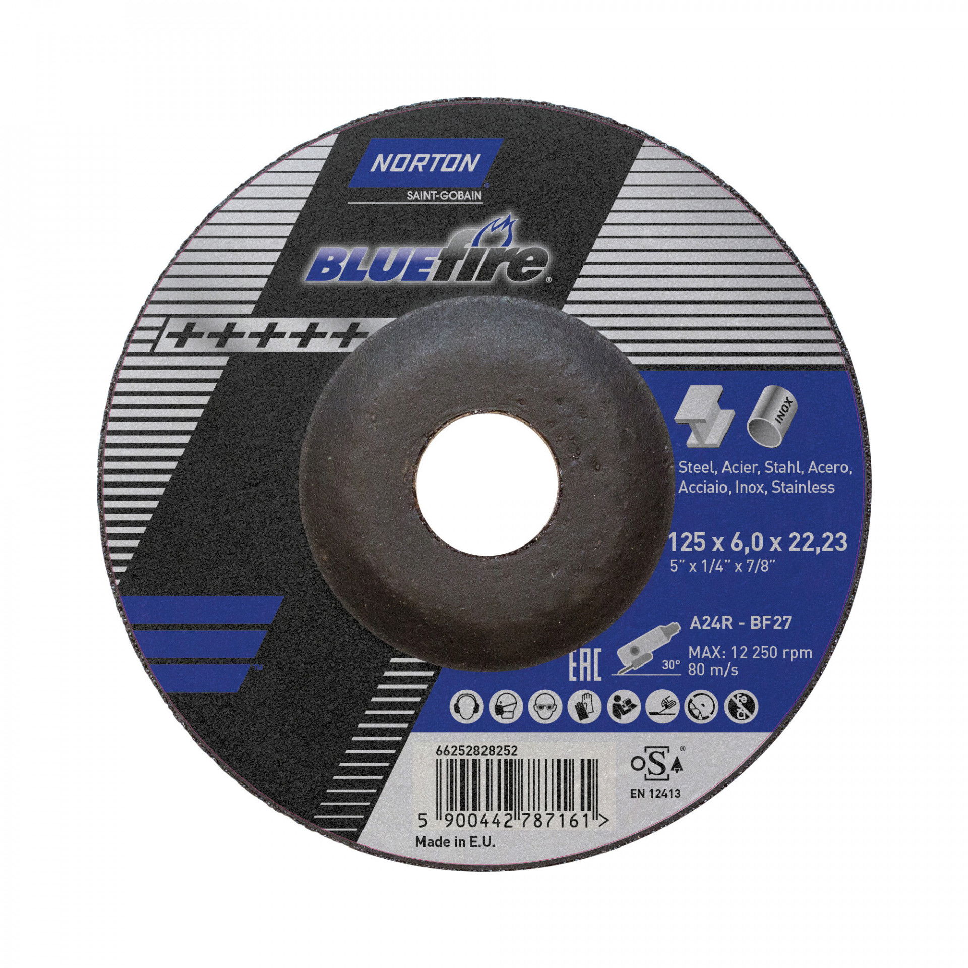 Norton Blue Fire tisztítókorong Ø125x6,0x22,23 mm,  10 db/csomag termék fő termékképe