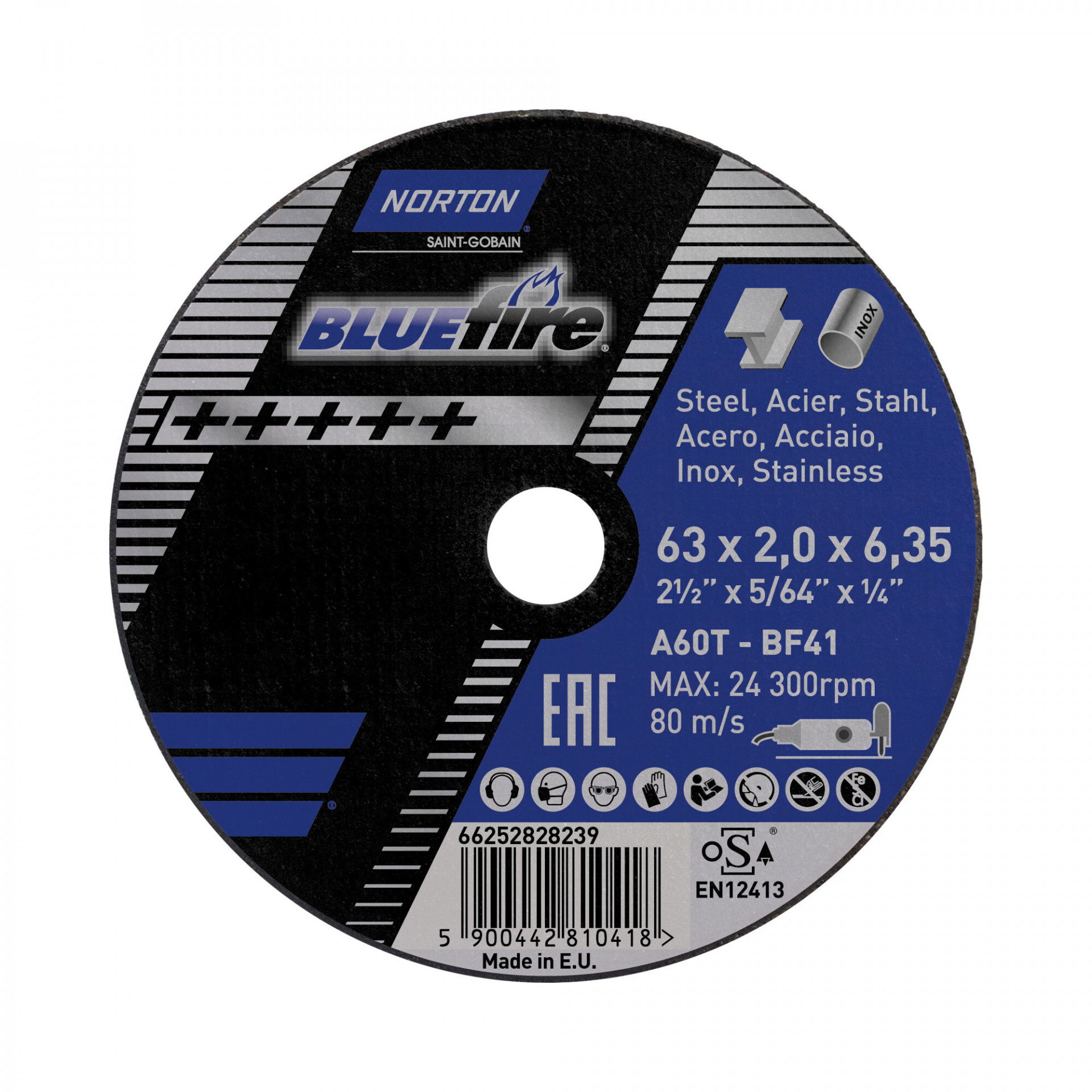 Norton Blue Fire vágókorong Ø63x2,0x6,35 mm, 50 darab/csomag termék fő termékképe