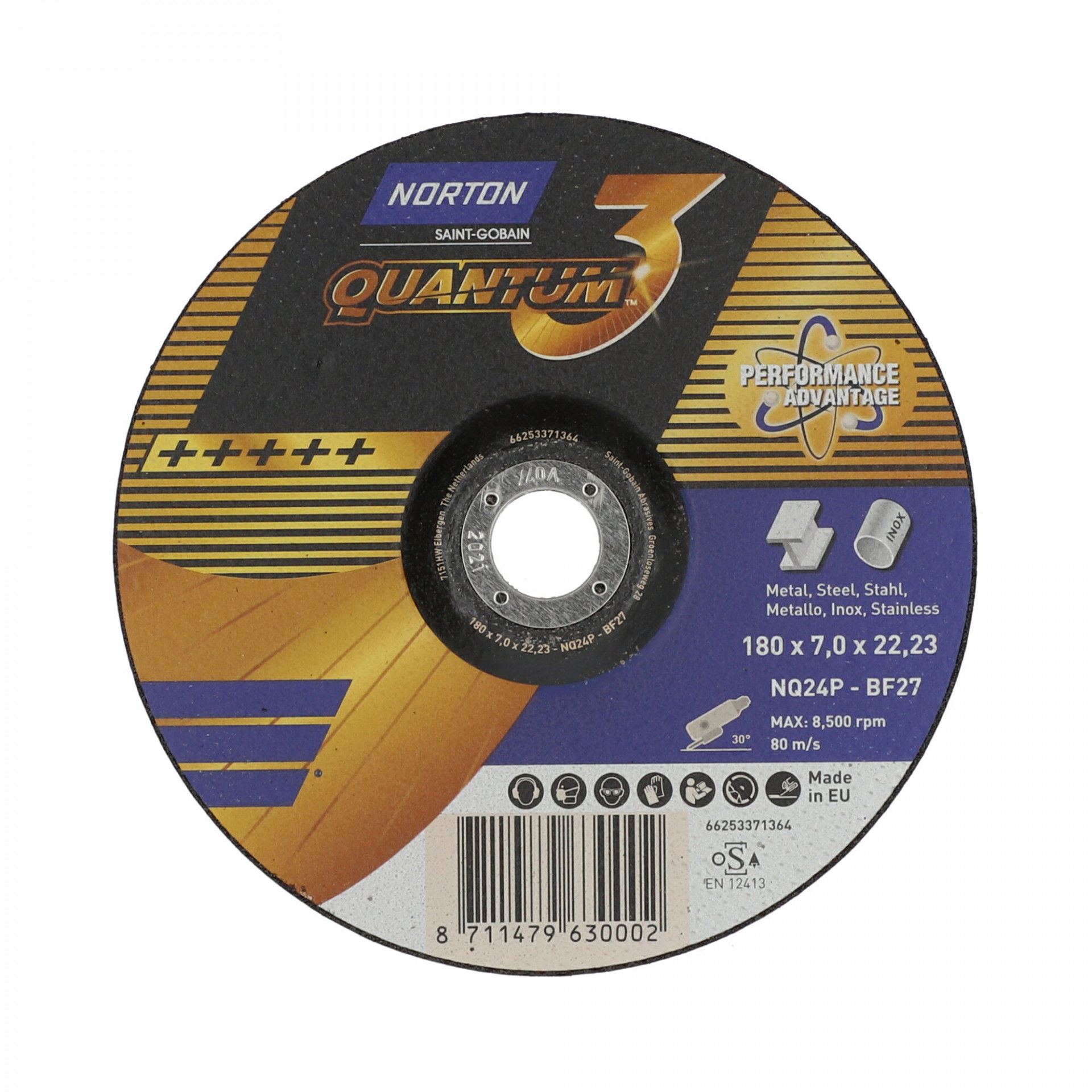 Norton Quantum 3 fém-inox tisztítókorong 180x7,0x22,23mm termék fő termékképe