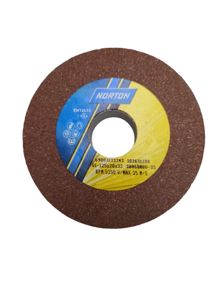 Norton Egyenes köszörűkorong Ø125x20x32 mm 38A 60 M 8V termék fő termékképe