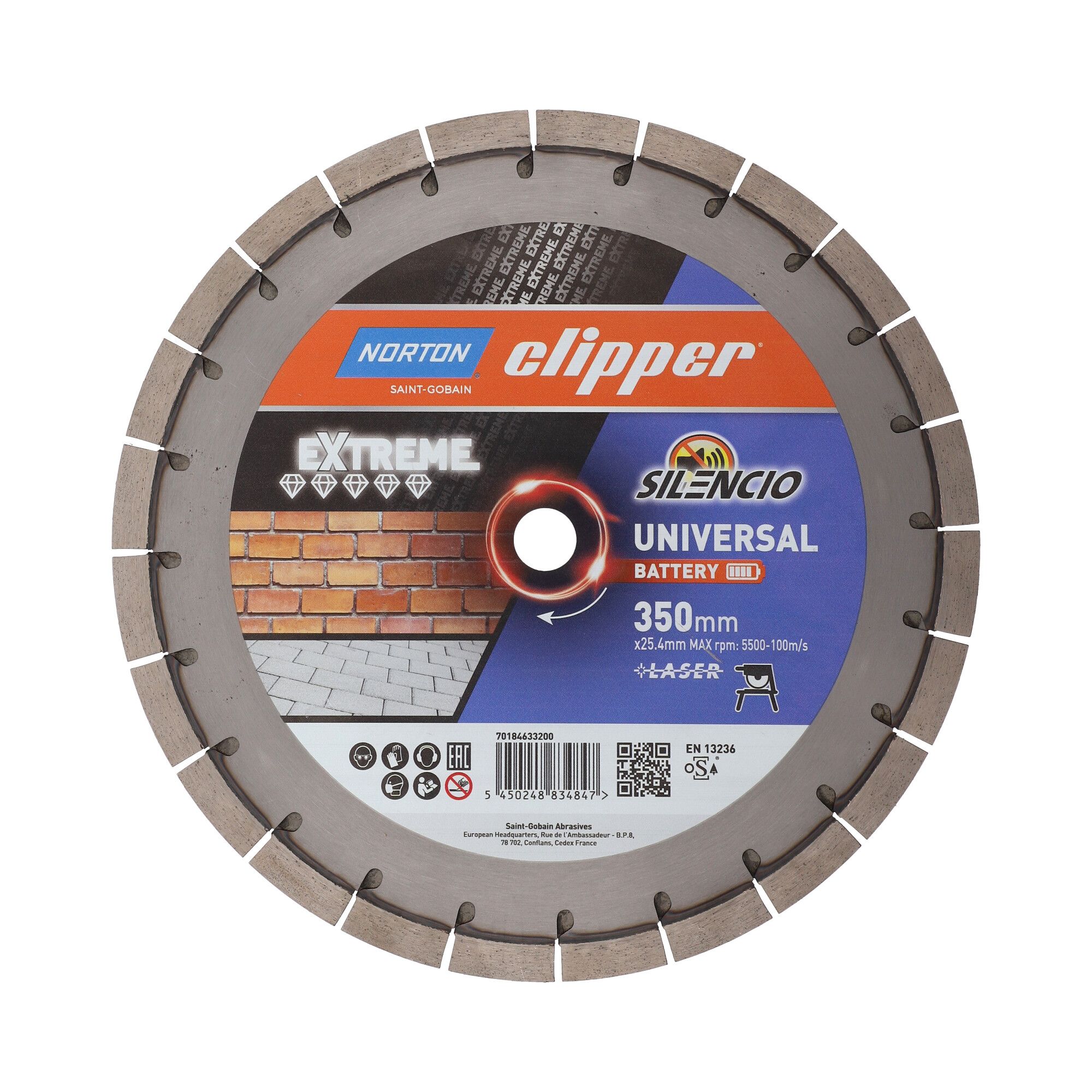 Norton Clipper Extreme Universal Battery Silencio gyémánt vágókorong Ø350x25,4 mm termék fő termékképe