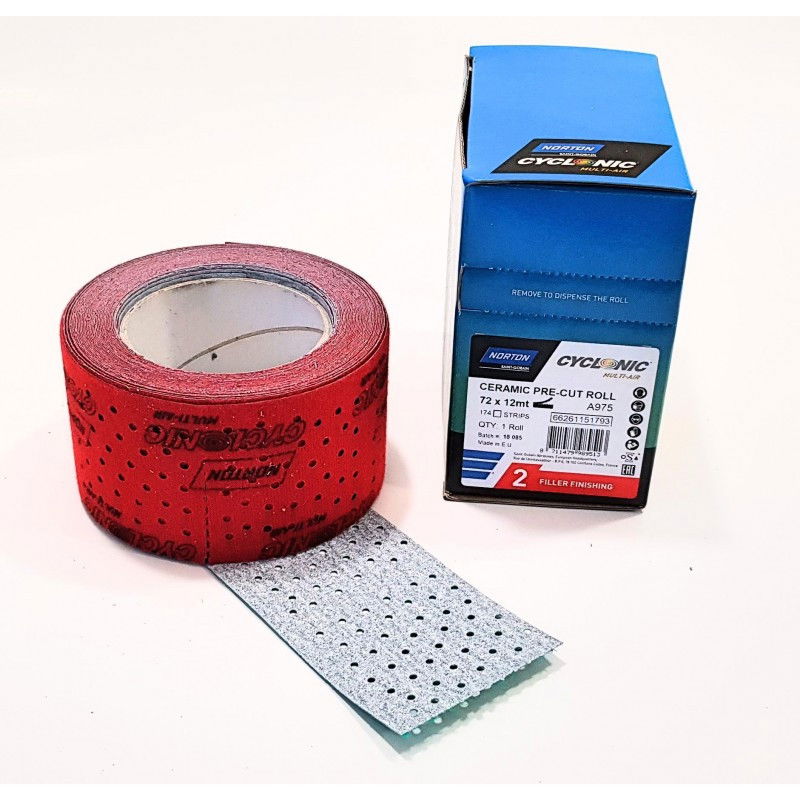 Norton Cyclonic Multi-Air gyalupapírok tekercsben 72mmx12m piros, 4 db/csomag termék fő termékképe