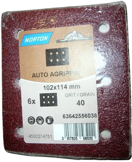 Norton Delta tépőzáras csiszolólap 102x114mm P40, 6 db/csomag termék fő termékképe