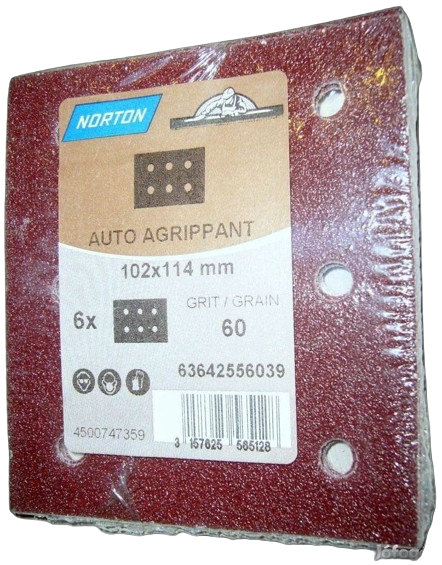 Norton Delta tépőzáras csiszolólap 102x114mm P60, 6 db/csomag termék fő termékképe