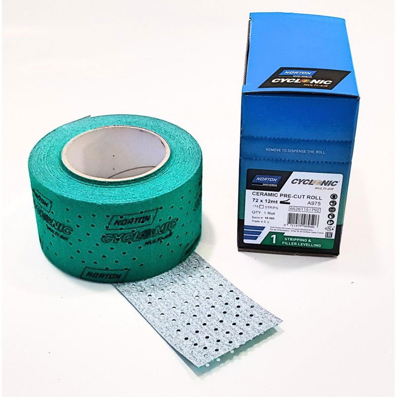 Norton Cyclonic Multi-Air gyalupapírok tekercsben 72mmx12m zöld, 4 db/csomag termék fő termékképe