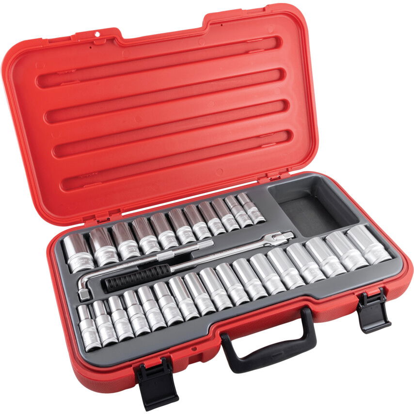 METRIKUS/AF HOSSZÚ DUGÓKULCS KÉSZLET 1/2" MEGHAJTÓVAL (30 DB-OS) termék fő termékképe