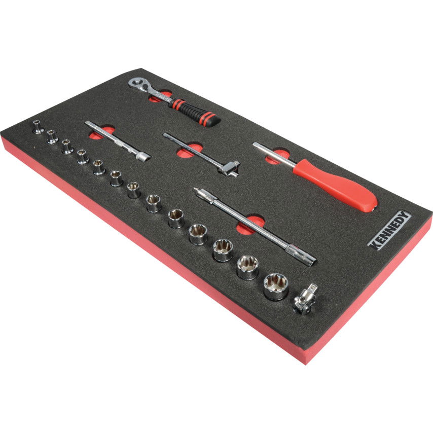 19PC METRIKUS KEN-GRIP 1/4" DUGÓKULCS KÉSZLET SZIVACSBAN T0691 termék fő termékképe