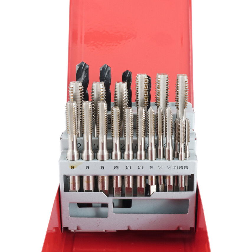 24 DB-OS HSS BSW CSIGAFÚRÓ & MENETFÚRÓ KÉSZLET 3/16" - 1/2" termék fő termékképe