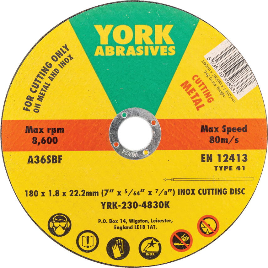 180X1.8X22.23MM A36SBF INOX VÁGÓKORONG,T41 termék fő termékképe