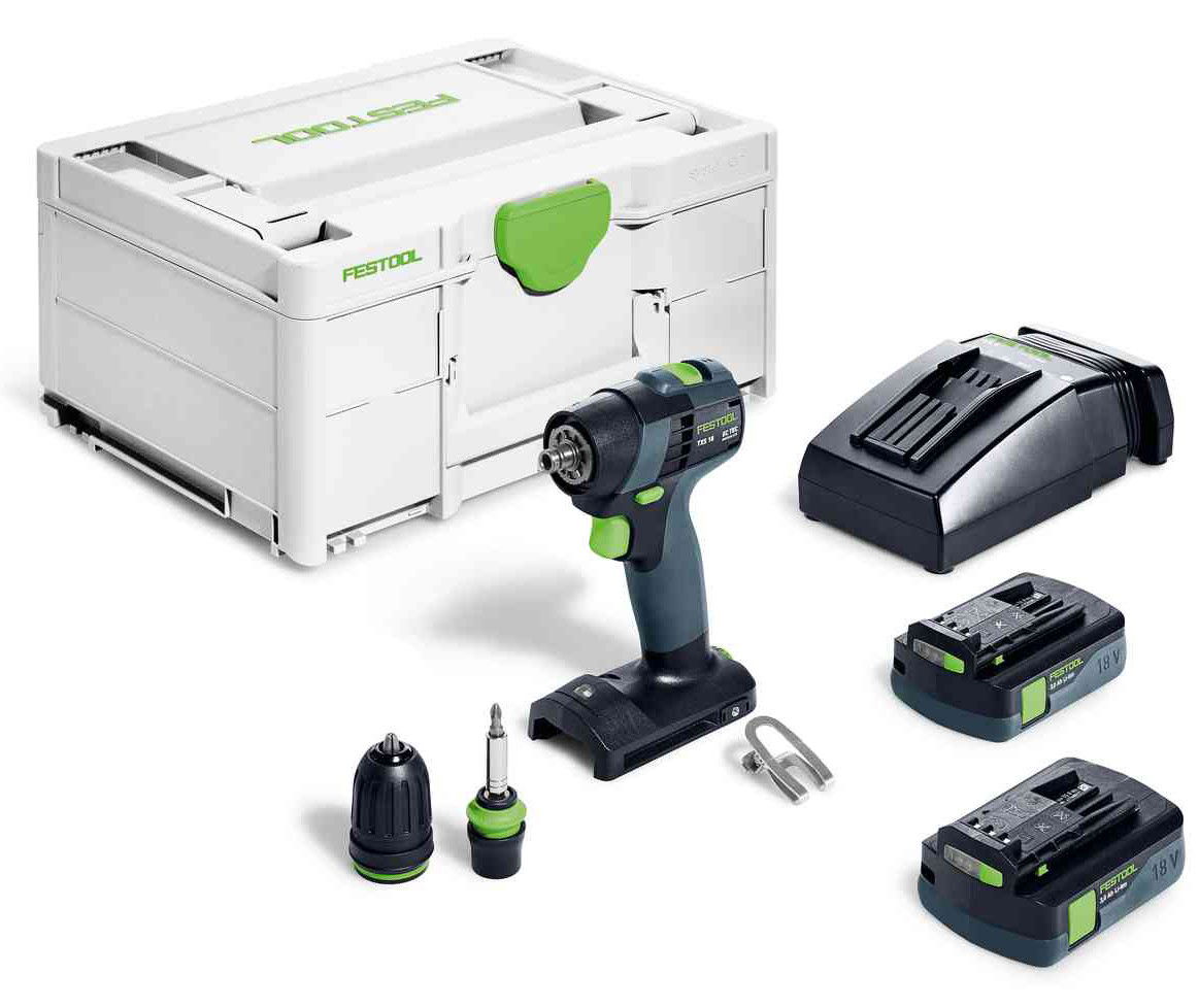 Festool TXS 18 C 3,0-Plus akkus szénkefe nélküli fúró-csavarbehajtó (2 x 3.0 Ah Li-ion akkuval) termék fő termékképe