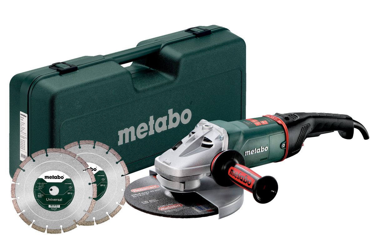 METABO WE 24-230 MVT SET sarokcsiszoló (műanyag hordtáskában) + 2 db gyémánt darabolótárcsa termék fő termékképe