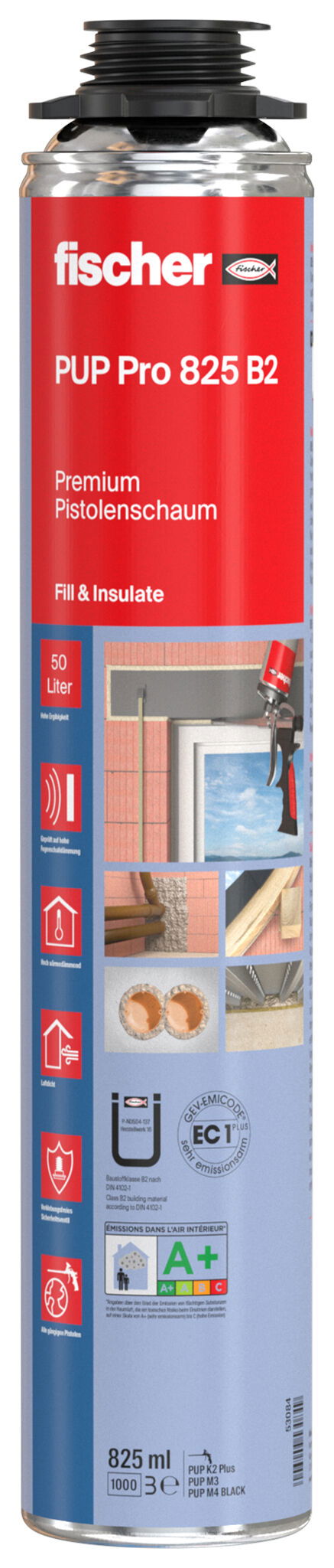 Fischer PUP Pro 825 B2 egykomponensű pisztolyhab, bézs, 825 ml termék fő termékképe